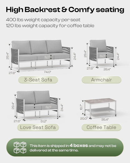 Modern Aluminum Outdoor Patio Furniture Set with Cushions