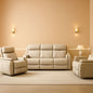 Power Reclining Leather Sofa Set With USB Ports Khaki