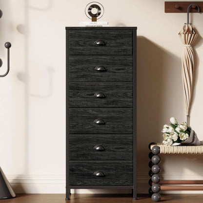 Tall Dresser With 6 Drawers Black Vertical Nightstand