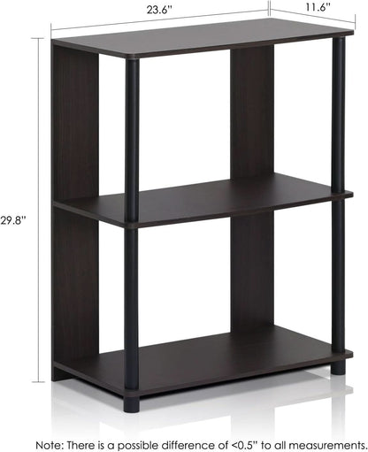 Jaya 3 Tier Walnut Bookcase Display Rack for Living Room