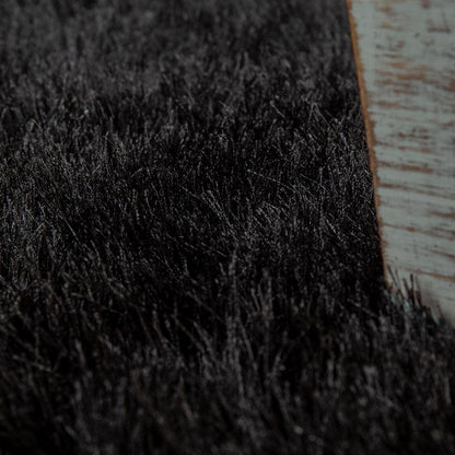Fluffy Rug Shaggy For Living Room Soft & Shimmering - Black