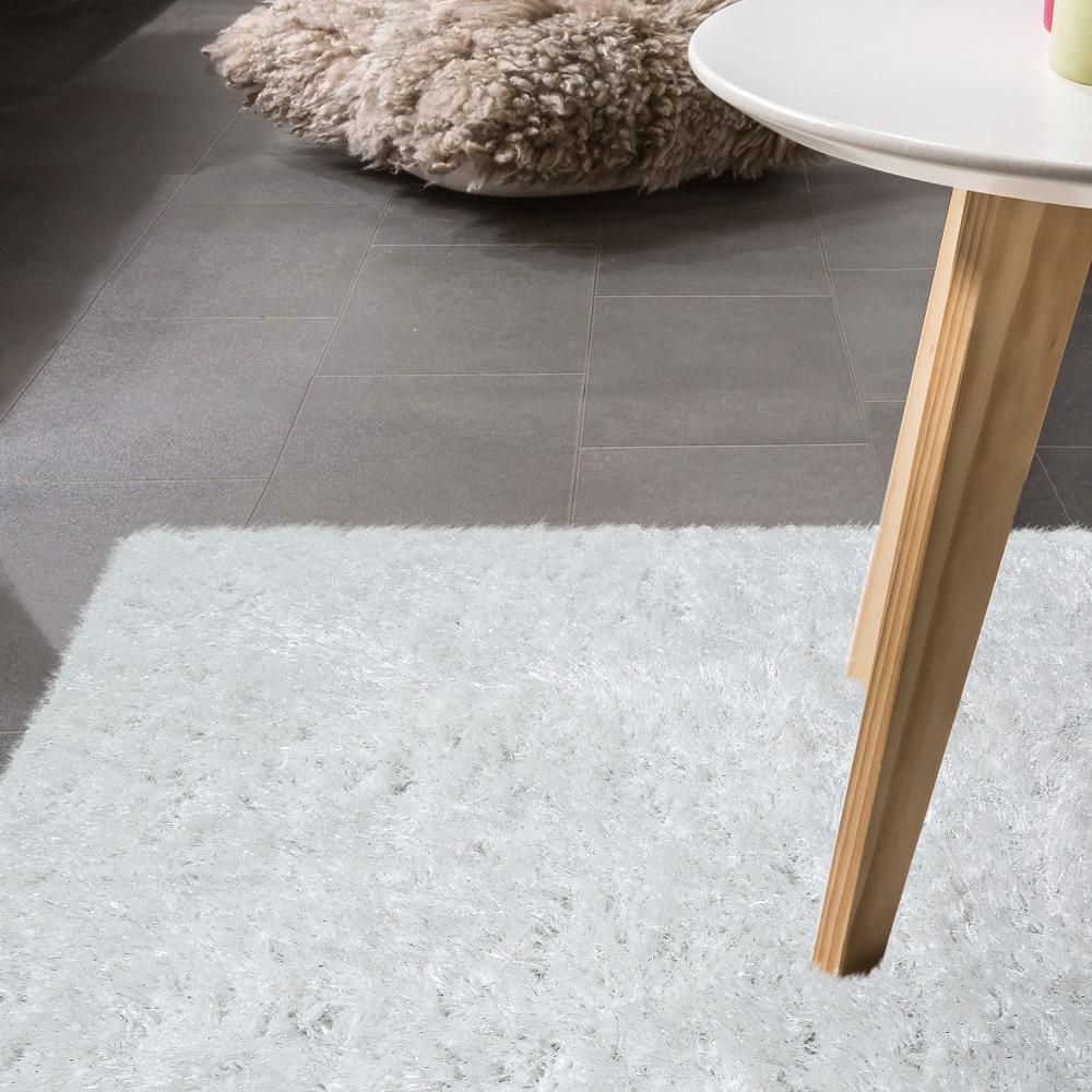 Fluffy White Rug Shaggy For Living Room Soft & Shimmering