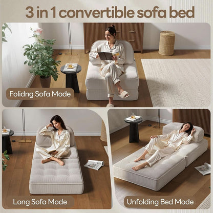 Folding Sofa Bed with Pillow for Comfy Lounge