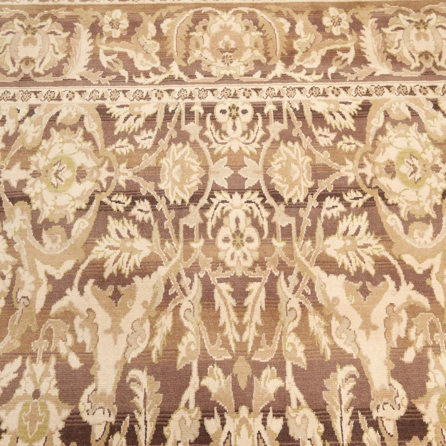 Hand Knotted Wool Traditional Oriental Area Rug Full Pile Beige 9' x 12'