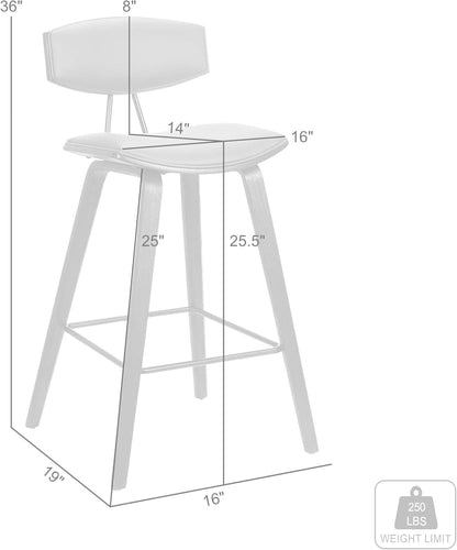 Fox Counter Height Grey Faux Leather Bar Stool Walnut Wood