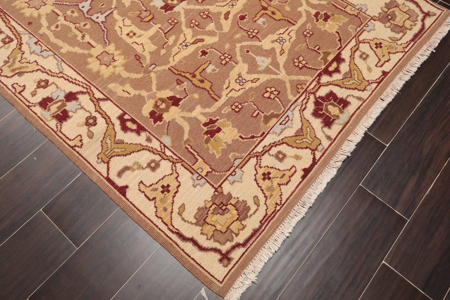 3'10" x 5'10" Hand Knotted Wool High Low Pile Area Rug Brown