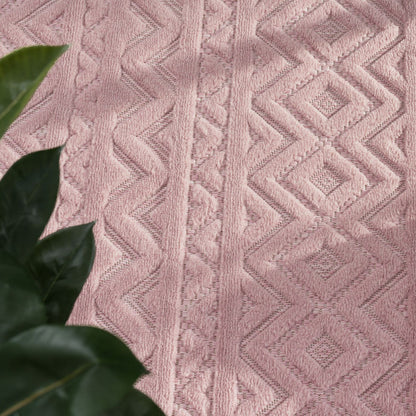Indoor Outdoor Rug Livorno Boho High-Low Pattern In Pink