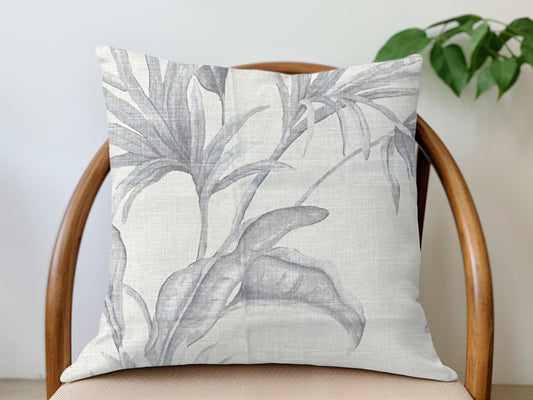 Linen Palm Pillow Cover - Gray