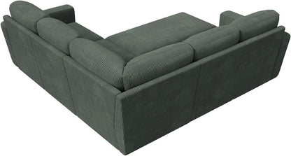 Green Corduroy Sectional Sleeper Sofa With Storage