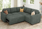 Green Corduroy Sectional Sleeper Sofa With Storage