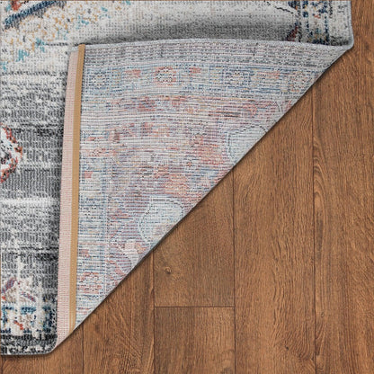 Grey Indoor & Outdoor Rug for Balcony Oriental Pattern