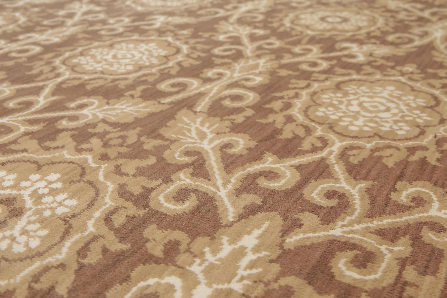 6' x 9' Hand Knotted Damask Wool & Bamboo Silk Area rug Brown