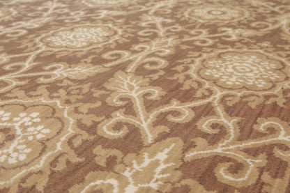 6' x 9' Hand Knotted Damask Wool & Bamboo Silk Area rug Brown