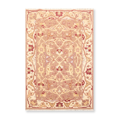 3'10" x 5'10" Hand Knotted Wool High Low Pile Area Rug Brown