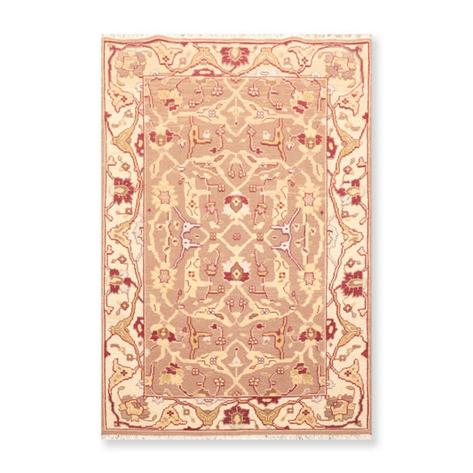 3'10" x 5'10" Hand Knotted Wool High Low Pile Area Rug Brown