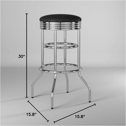 Heavy Duty 30 Inch Backless Swivel Bar Stool Chrome Finish