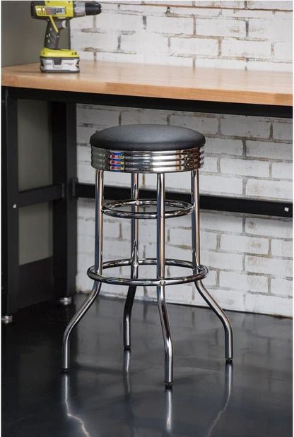 Heavy Duty 30 Inch Backless Swivel Bar Stool Chrome Finish