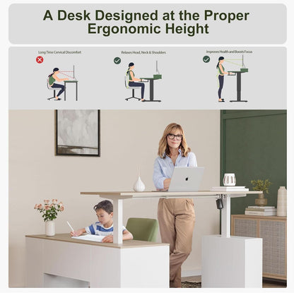 Height Adjustable L Shaped Electric Standing Desk With Storage
