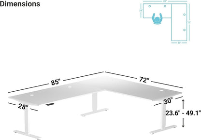 Height Adjustable L Shaped Standing Desk With Spacious Surface