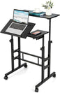 Height Adjustable Mobile Desk with Tilting Top and Wheels
