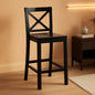 Black X Back Counter Stool 16W 37H Rubberwood Bar Stool