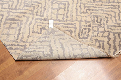 6' x 9' Hand Knotted Geometric Pattern 100% Wool Area rug Beige