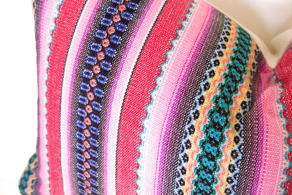 LIMITED 003 - Peruvian Stripe Pillow Cover - Pink and Green
