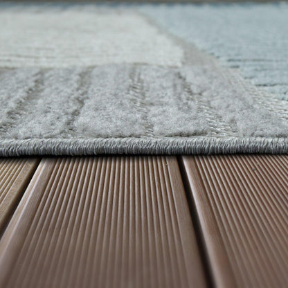 In- & Outdoor Rug Marrakesh Carved Design - Aqua Blue