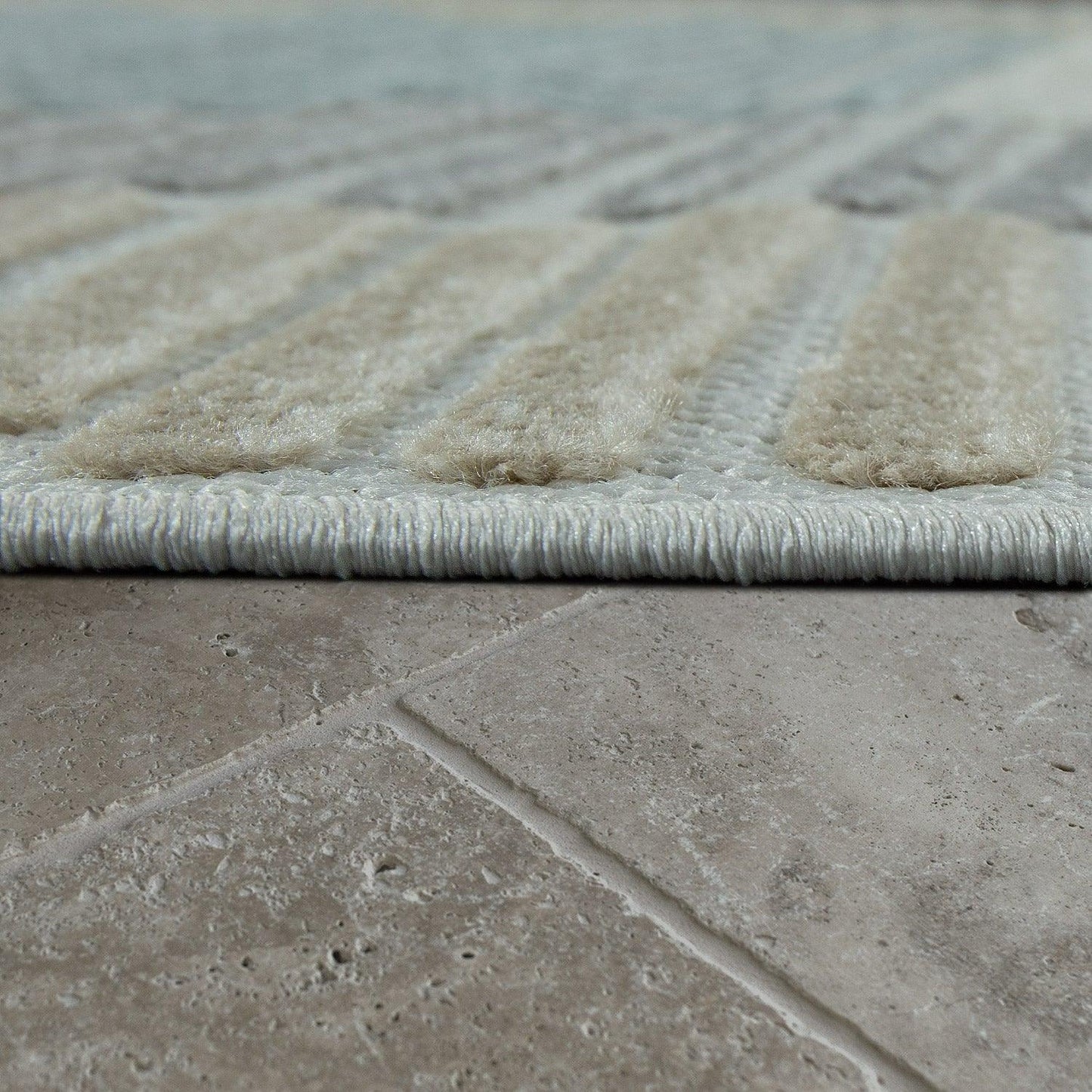 In- & Outdoor Rug Marrakesh Carved Design - Brown Blue