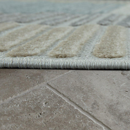 In- & Outdoor Rug Marrakesh Carved Design - Brown Blue