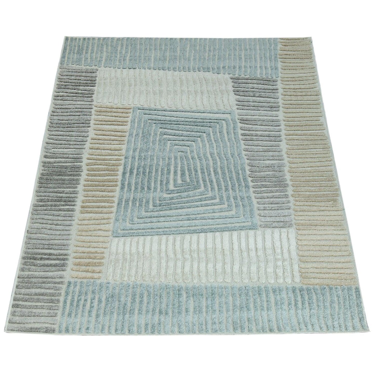 In- & Outdoor Rug Marrakesh Carved Design - Brown Blue