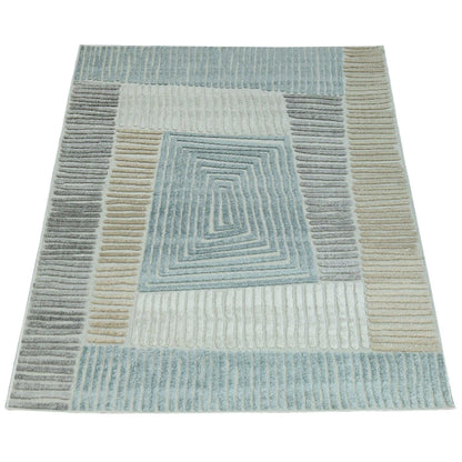 In- & Outdoor Rug Marrakesh Carved Design - Brown Blue