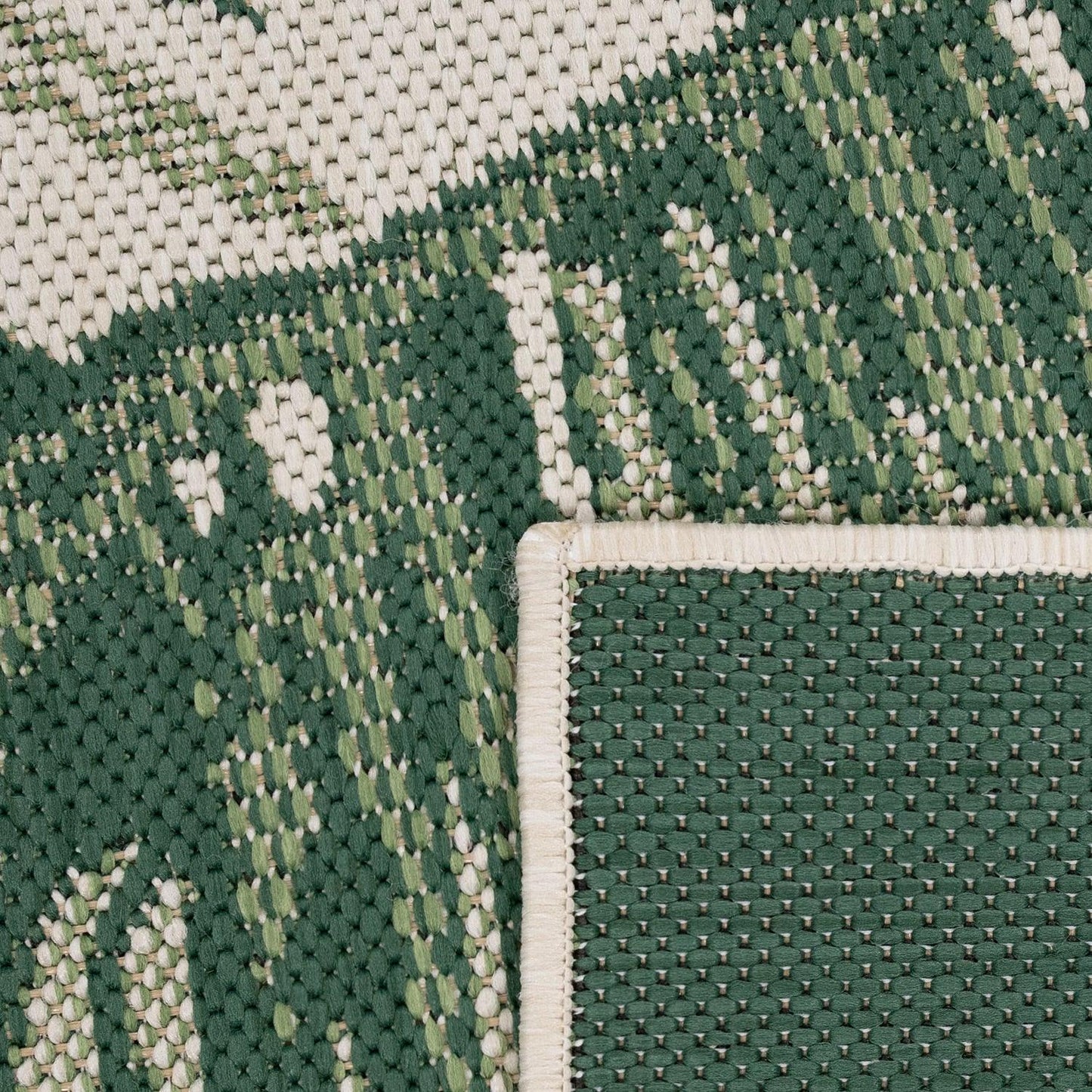 In- & Outdoor Rug Ostende Jungle Leaves - Cream Green
