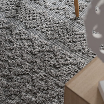 In- & Outdoor Rug Marrakesh High/Low Effect Trellis in Anthracite