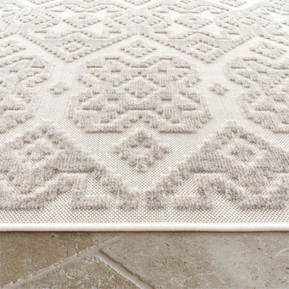 In- & Outdoor Rug Marrakesh High/Low Effect Trellis in Cream