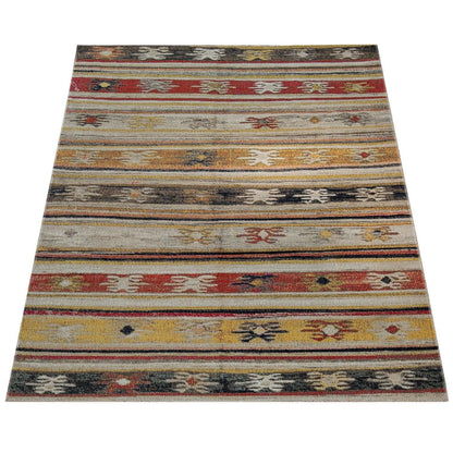 Indoor & Outdoor Rug Ethnic Cream Red Yellow