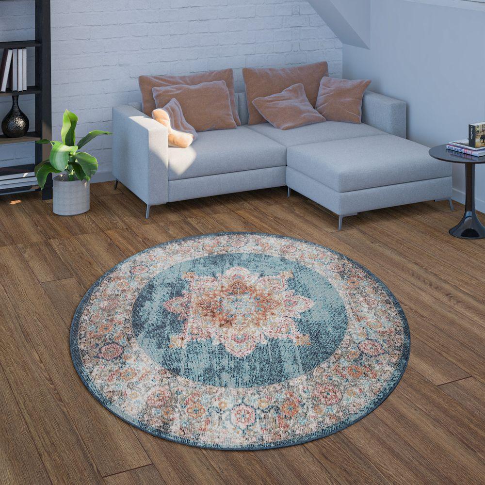 Indoor & Outdoor Rug For Patio, Oriental Look In Blue