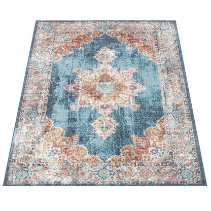 Indoor & Outdoor Rug For Patio, Oriental Look In Blue