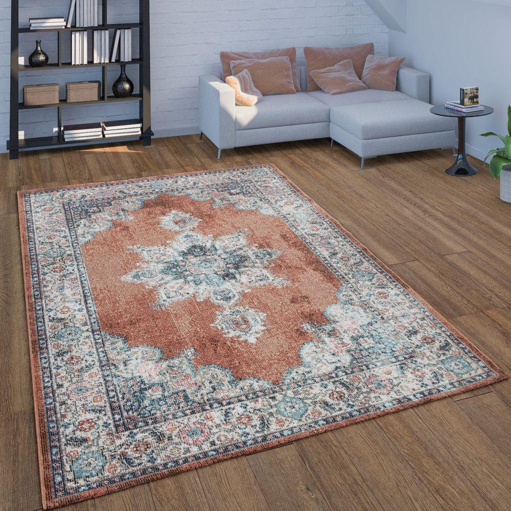 Indoor & Outdoor Rug For Patio, Oriental Pattern In Red