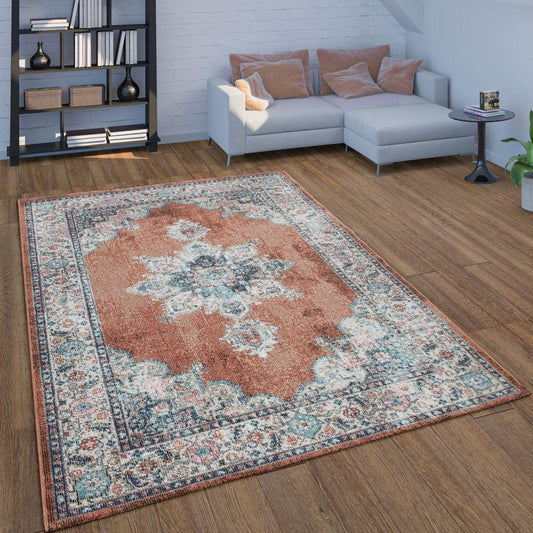 Indoor & Outdoor Rug For Patio, Oriental Pattern In Red