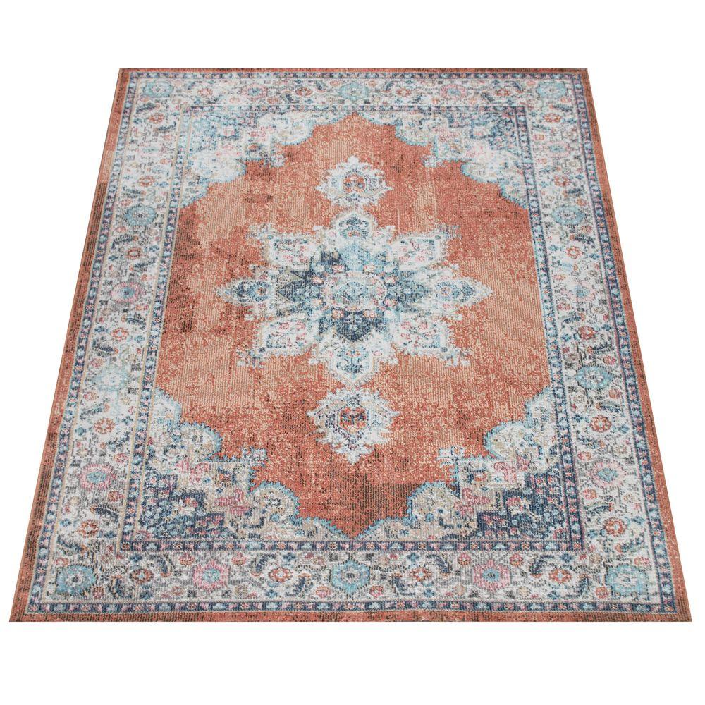 Indoor & Outdoor Rug For Patio, Oriental Pattern In Red