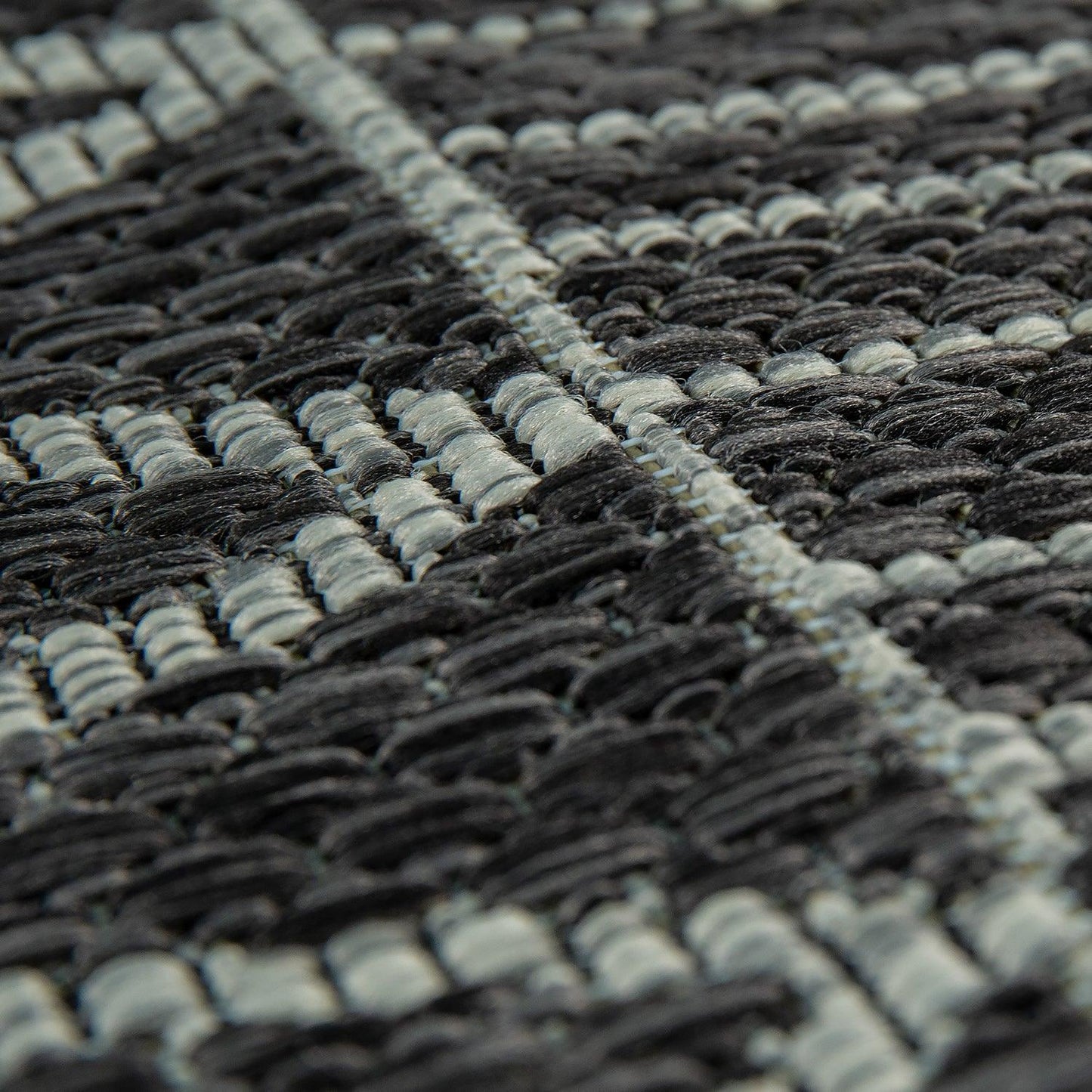 Outdoor Rug Illusion Modern Ethnic Pattern - Black Grey