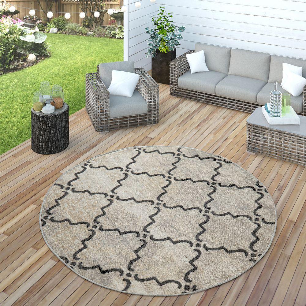 Indoor & Outdoor Rug Moroccan Pattern Grey