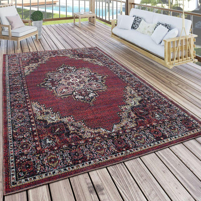 Indoor & Outdoor Rug Oriental Look Bordeaux Red