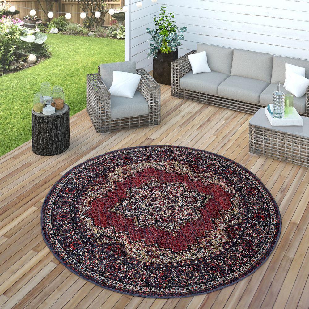 Indoor & Outdoor Rug Oriental Look Bordeaux Red
