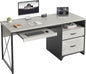 Industrial Office Desk with Storage Drawers and Keyboard Tray