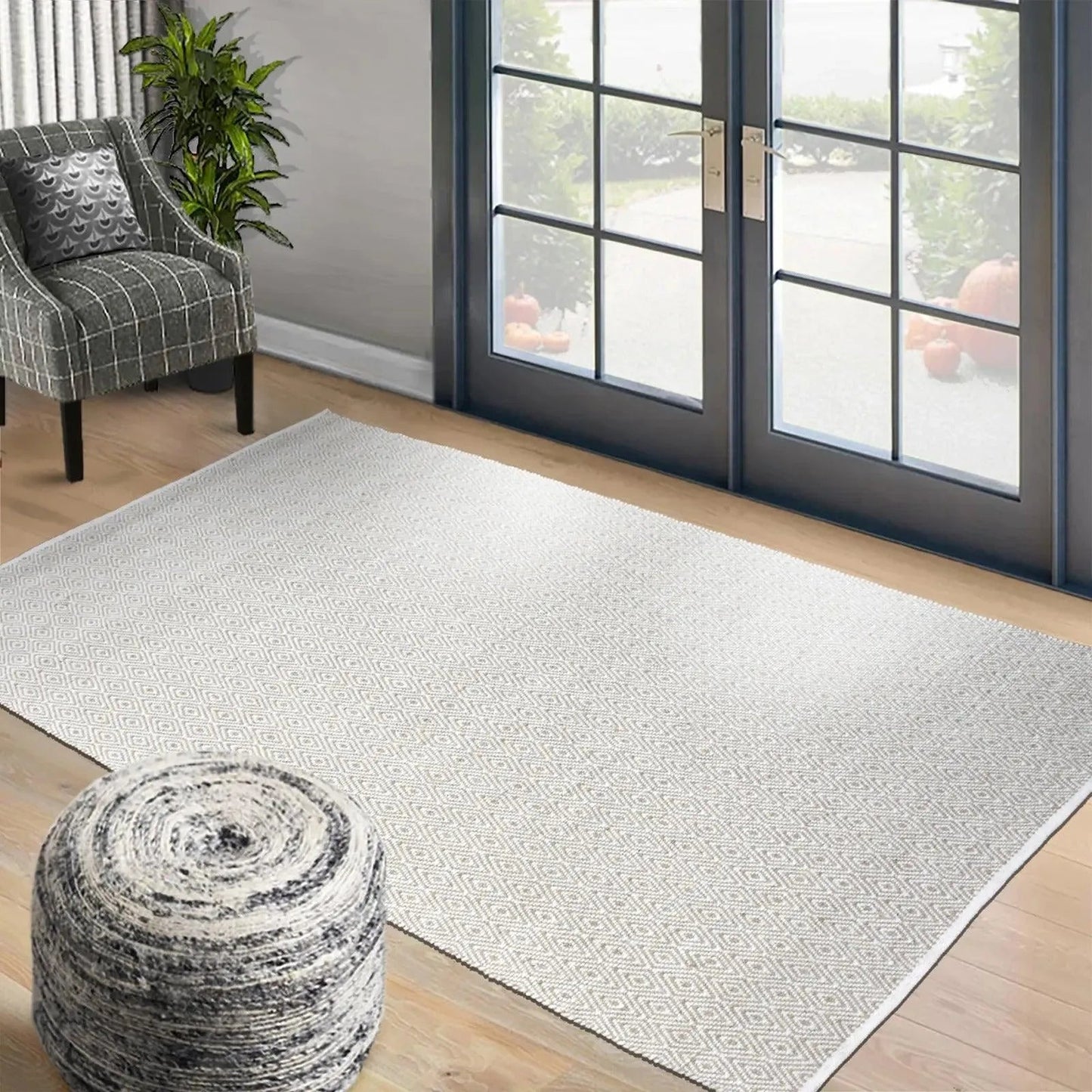 Multi Sizes Ivory, Taupe Hand Woven Traditional 100% Wool Oriental Area Rug