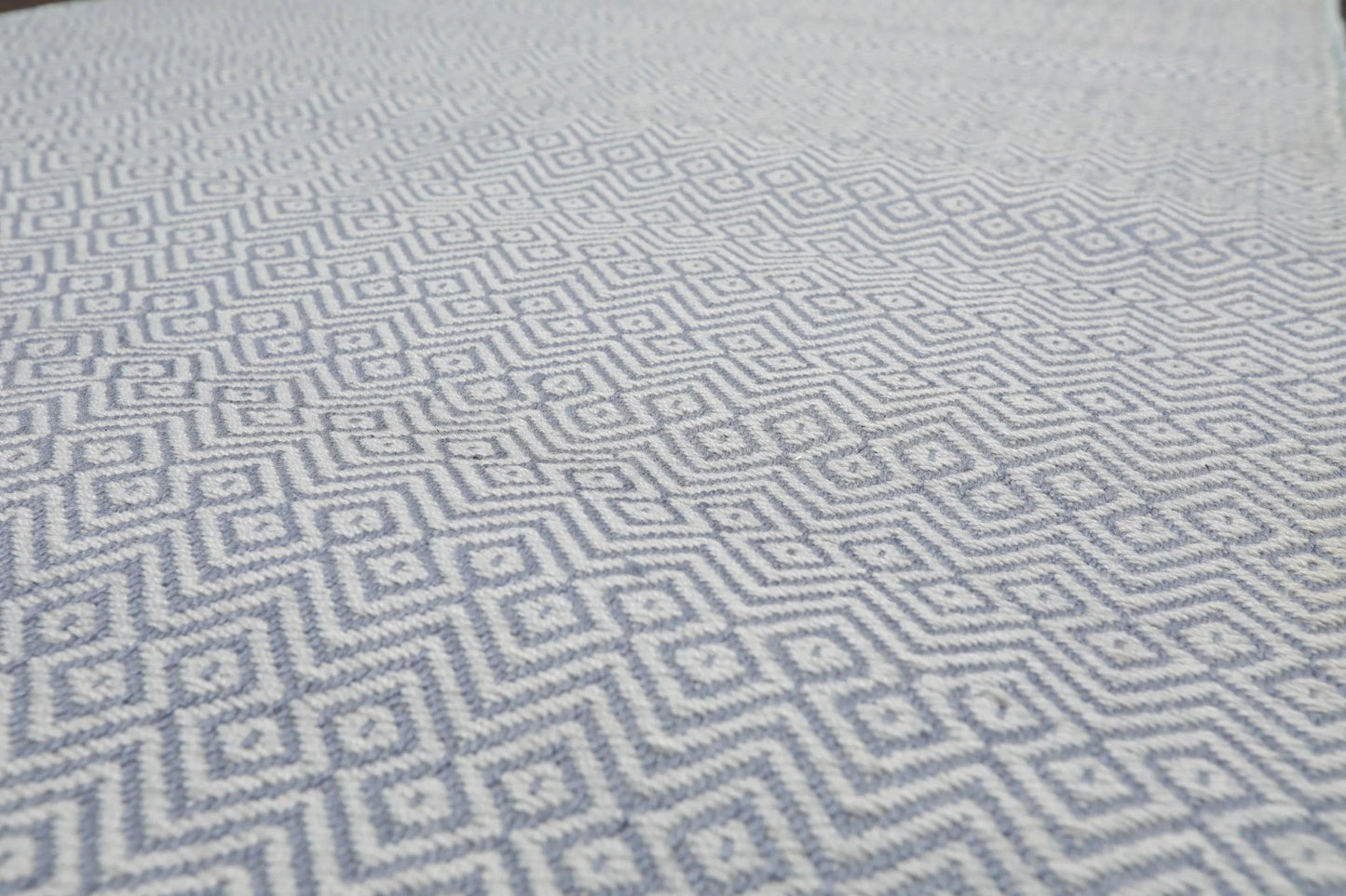 Multi Size Tone on Tone Blue Hand Tufted Wool Modern & Contemporary Oriental Area Rug