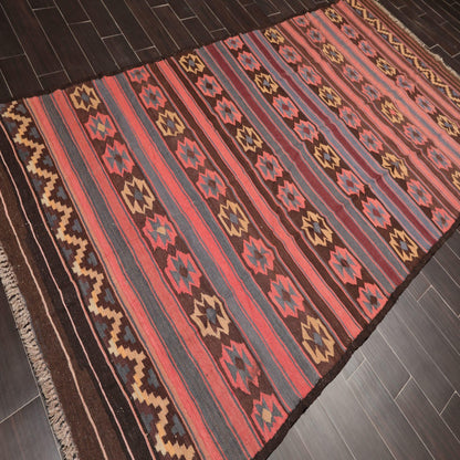 5'5" x 11'6" Vintage Hand-Woven Southwestern Kilim Oriental Area Rug Runner Rose