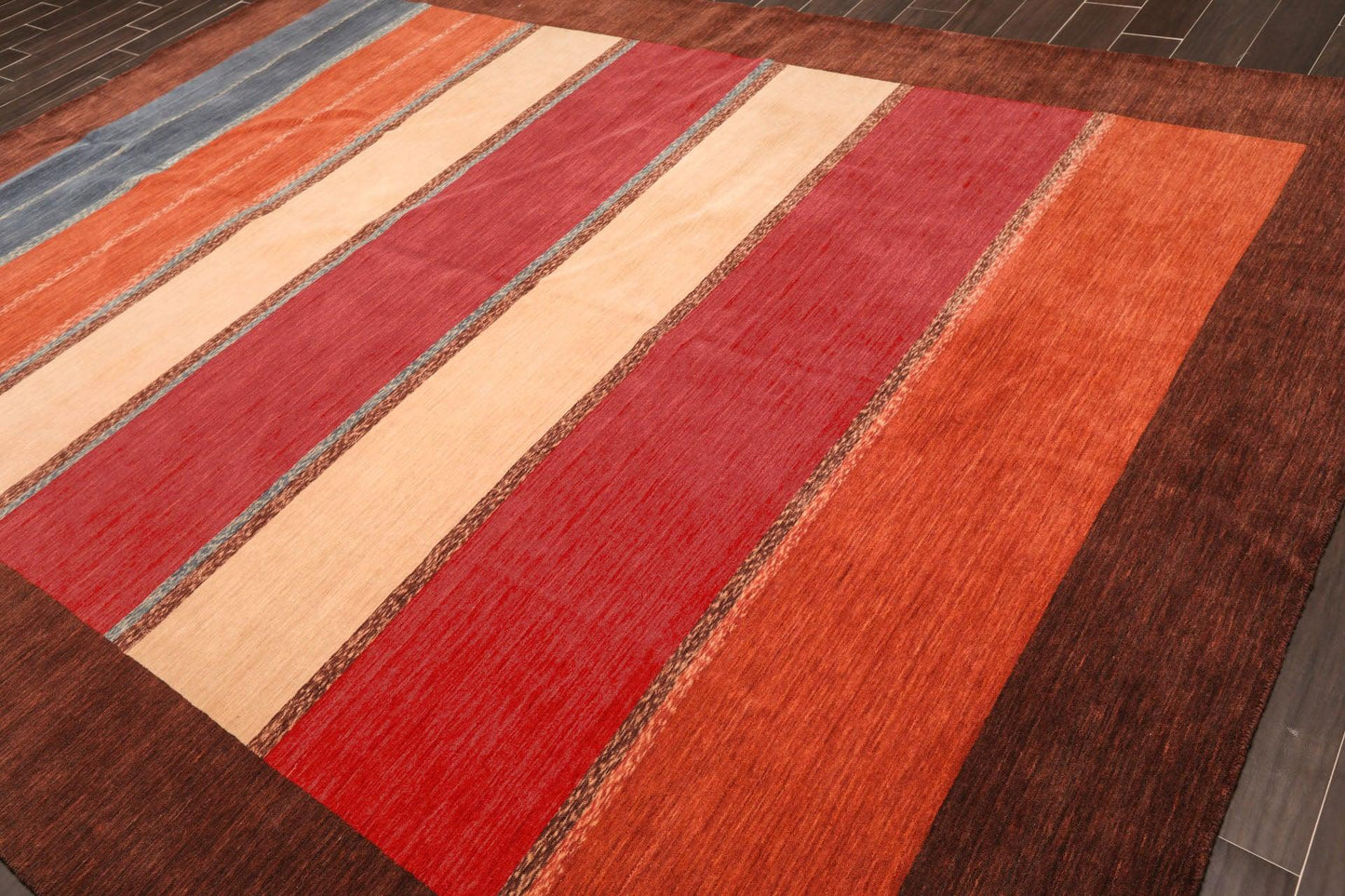 8'11" x 12' Hand Knotted Wool Oriental Area Rug Contemporary Brown